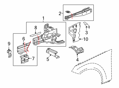 2014 Mercedes-Benz C63 AMG Structural Components & Rails Diagram 1