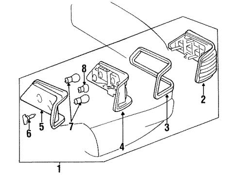 1986 Mercedes-Benz 300E Backup & Tail Lamps Diagram