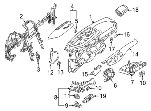 Instrument Panel Diagram for 213-680-45-04-64-8U08