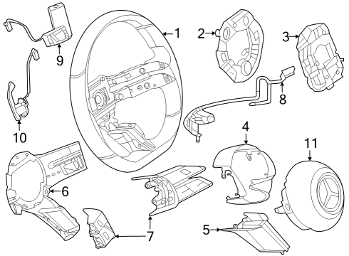 2023 Mercedes-Benz GLC300 Steering Column, Steering Gear & Linkage, Steering Wheel & Trim Diagram 9