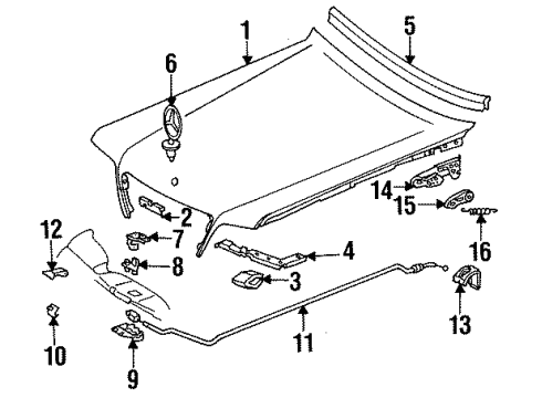 1994 Mercedes-Benz E320 Hood & Components, Body Diagram 3