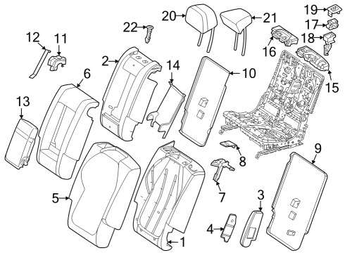 Headrest, Center Diagram for 296-970-45-00-1D05