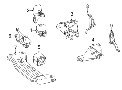 2014 Mercedes-Benz E550 Engine & Trans Mounting Diagram 2