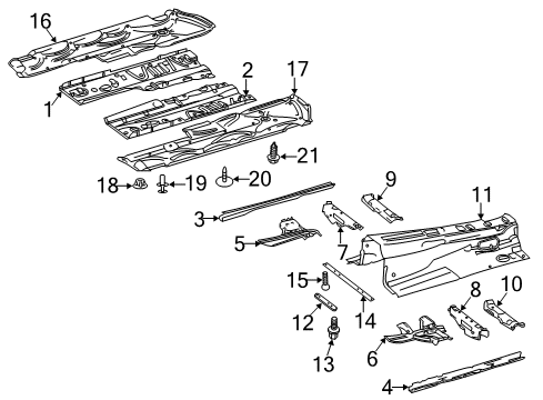 2016 Mercedes-Benz CLS63 AMG S Pillars, Rocker & Floor - Floor & Rails Diagram