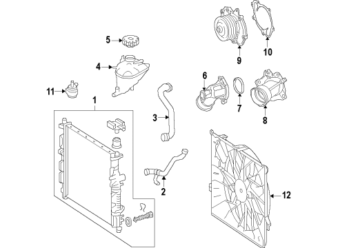 2012 Mercedes-Benz R350 Radiator & Components, Water Pump, Cooling Fan Diagram 3