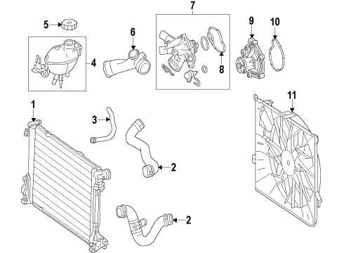 2014 Mercedes-Benz C250 Radiator & Components, Water Pump, Cooling Fan Diagram 4