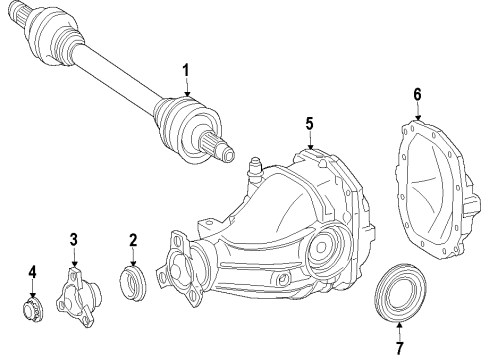 2014 Mercedes-Benz GL63 AMG Rear Axle Shafts & Differential Diagram