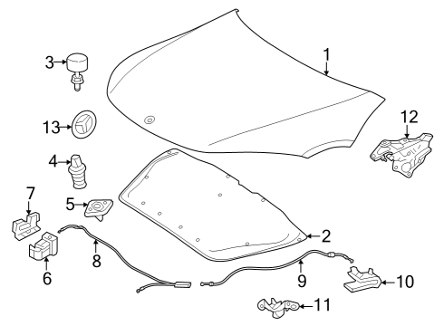 2024 Mercedes-Benz EQE AMG Hood & Components, Exterior Trim - Interior & Exterior Trim Diagram