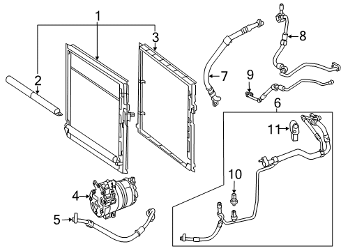 2018 Mercedes-Benz GLE550e A/C Condenser, Compressor & Lines Diagram