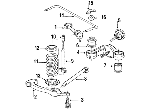 1991 Mercedes-Benz 350SD Front Suspension, Control Arm, Stabilizer Bar Diagram 3