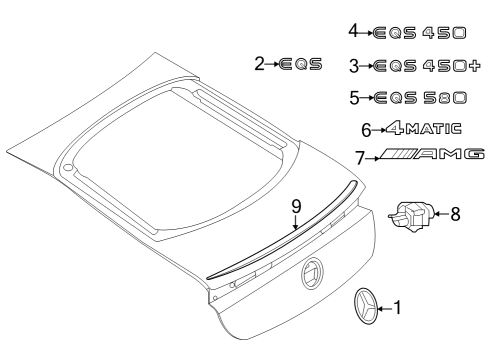 2023 Mercedes-Benz EQS 450+ Exterior Trim - Lift Gate Diagram