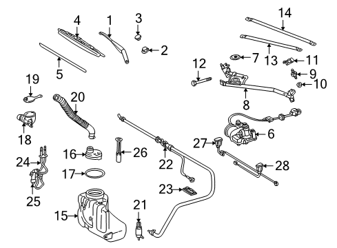 2003 Mercedes-Benz SLK320 Wiper & Washer Components Diagram