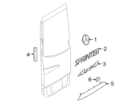 2019 Mercedes-Benz Sprinter 2500 Exterior Trim - Rear Loading Door Diagram