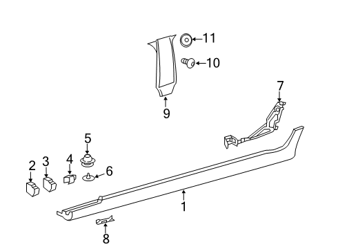 Rocker Molding Clip Diagram for 257-991-01-71