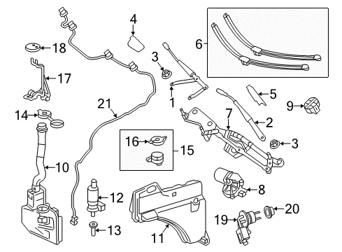 2013 Mercedes-Benz GL63 AMG Windshield - Wiper & Washer Components Diagram