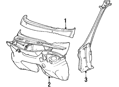 1985 Mercedes-Benz 500SEL Cowl Diagram