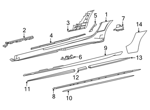 Rear Molding Diagram for 190-694-88-00