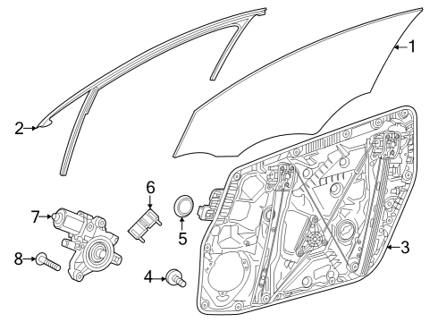 2023 Mercedes-Benz EQB 250 Glass - Front Door Diagram