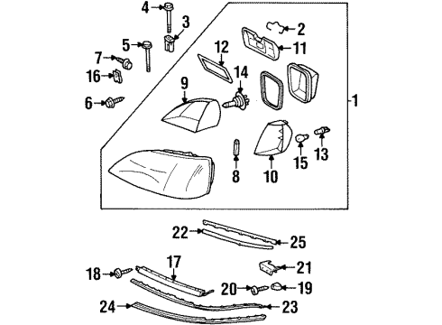 Headlamp Assembly Bracket Diagram for 140-820-13-14