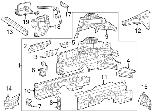 2023 Mercedes-Benz EQE 350+ SUV Structural Components & Rails Diagram