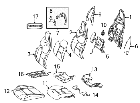 2019 Mercedes-Benz CLA250 Passenger Seat Components Diagram 1