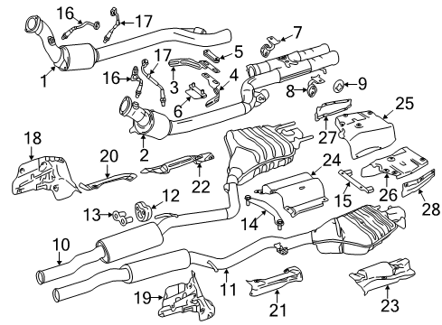 Converter & Pipe Support Bracket Diagram for 221-490-05-40