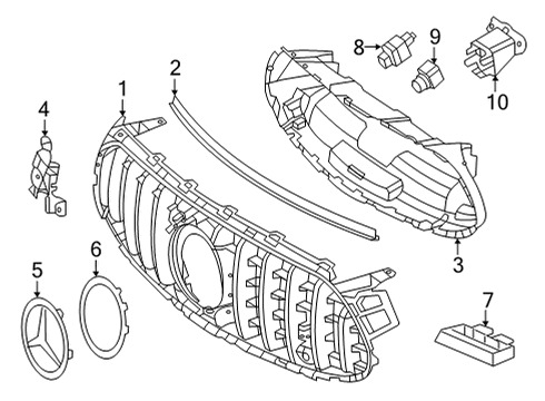 2021 Mercedes-Benz E63 AMG S Grille & Components Diagram