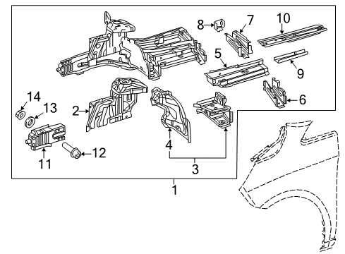 2018 Mercedes-Benz Metris Structural Components & Rails Diagram