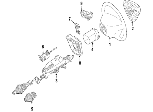 2010 Mercedes-Benz SLK55 AMG Steering Column & Wheel, Steering Gear & Linkage Diagram 1