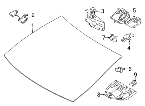 2022 Mercedes-Benz S580 Glass - Windshield Diagram