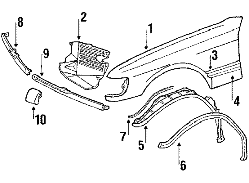 1986 Mercedes-Benz 560SEC Fender & Components Diagram