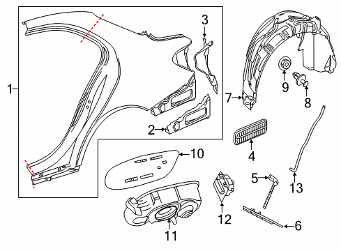 2018 Mercedes-Benz E300 Quarter Panel & Components Diagram