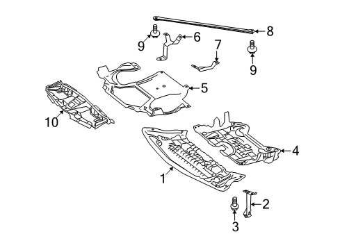 2010 Mercedes-Benz E63 AMG Splash Shields Diagram