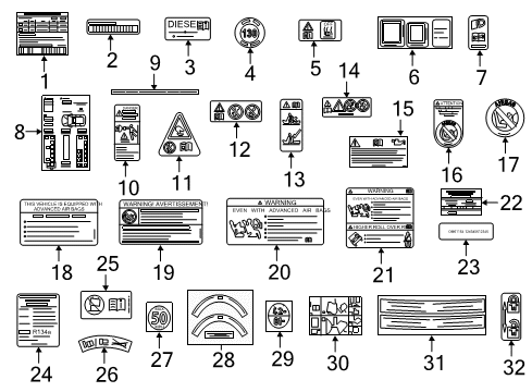 2016 Mercedes-Benz GLE400 Information Labels Diagram