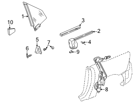 2003 Mercedes-Benz SLK32 AMG Quarter Panel - Glass & Hardware Diagram