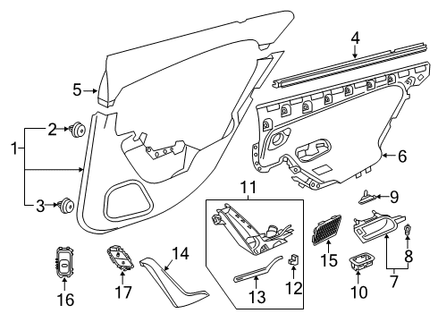 2020 Mercedes-Benz A220 Interior Trim - Rear Door Diagram