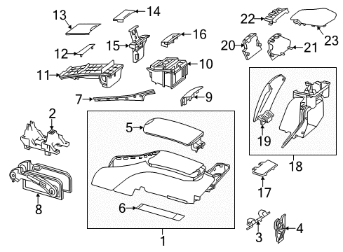 Upper Console Cover Diagram for 222-680-16-03-1B55