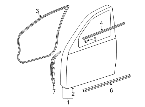 Door Shell Diagram for 211-720-13-05-28