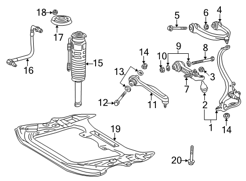 2004 Mercedes-Benz CL500 Front Suspension, Control Arm, Ride Control Diagram 1