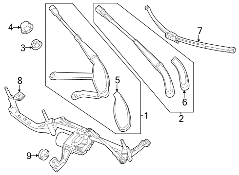 2023 Mercedes-Benz EQE 350 Wiper Components Diagram