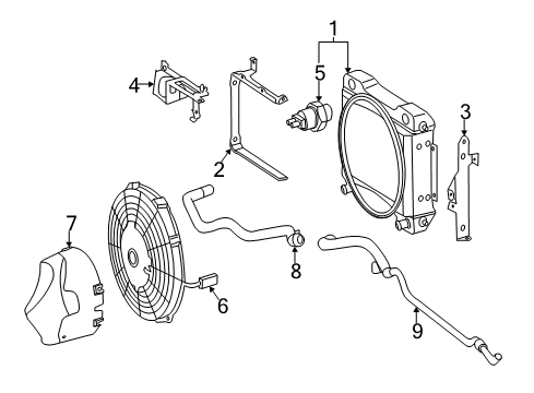 Auxiliary Radiator Bracket Diagram for 221-500-03-46