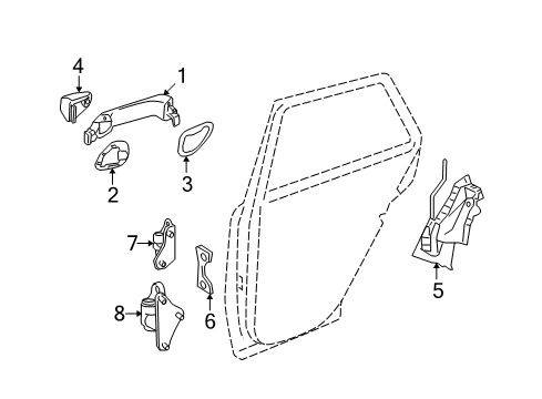 2009 Mercedes-Benz ML320 Rear Door - Lock & Hardware Diagram