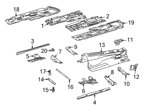 2011 Mercedes-Benz E550 Pillars, Rocker & Floor - Floor & Rails Diagram 2