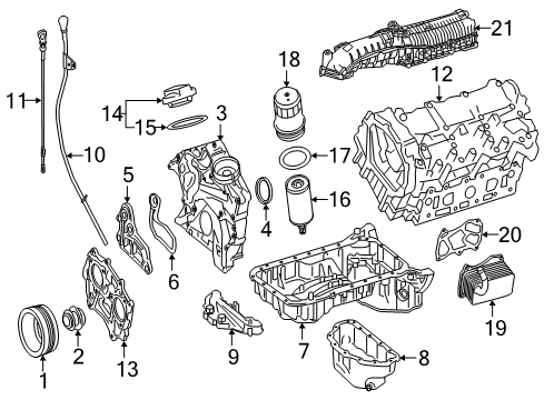 2019 Mercedes-Benz GLE43 AMG Engine Parts, Mounts, Cylinder Head & Valves, Camshaft & Timing, Variable Valve Timing, Oil Cooler, Oil Pan, Oil Pump, Crankshaft & Bearings, Pistons, Rings & Bearings