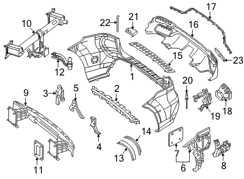 Bumper Cover Diagram for 166-885-09-38-9999