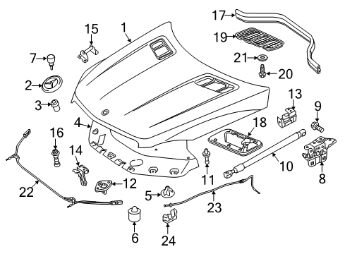 2016 Mercedes-Benz GL550 Hood & Components Diagram