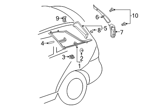 Quarter Trim Panel Diagram for 166-690-10-25-7L34