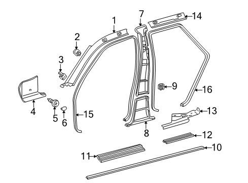 1998 Mercedes-Benz E320 Interior Trim - Pillars, Rocker & Floor Diagram 2