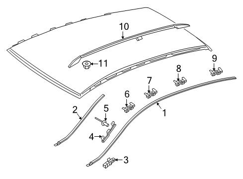 Roof Molding Mount Bracket Diagram for 003-991-94-70