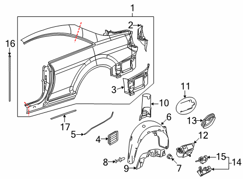 2010 Mercedes-Benz CL600 Quarter Panel & Components, Exterior Trim Diagram